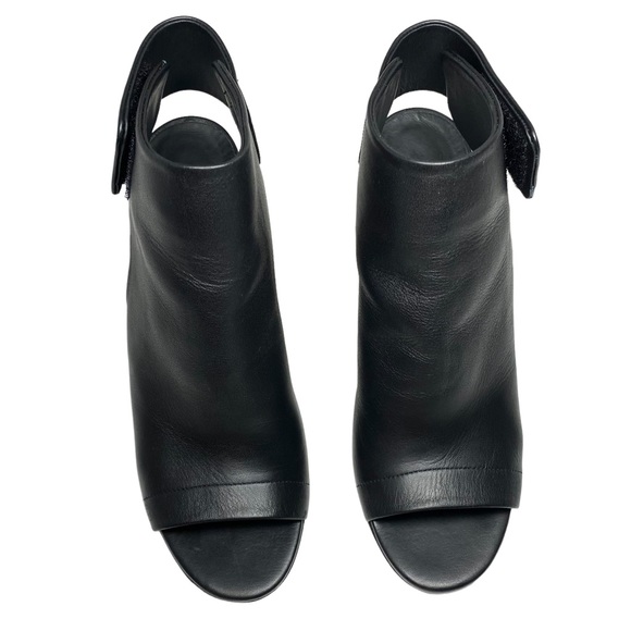 Vince Faye Leather Black Peep Bootie Sandals Size 6.5 - Picture 2 of 13